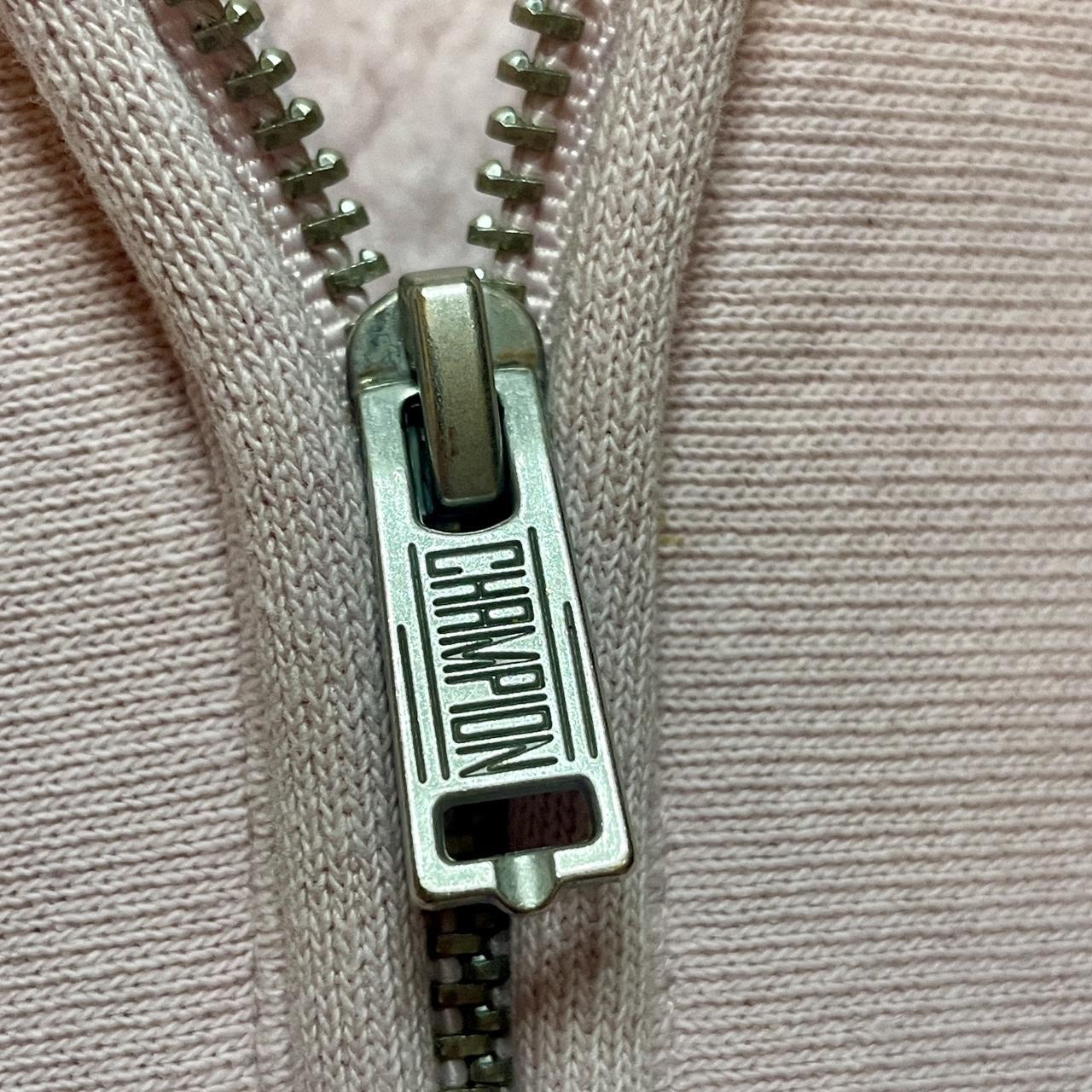 Y2K Champion Reverse Weave Pink Quarter Zip Sweater on Blue Tag •