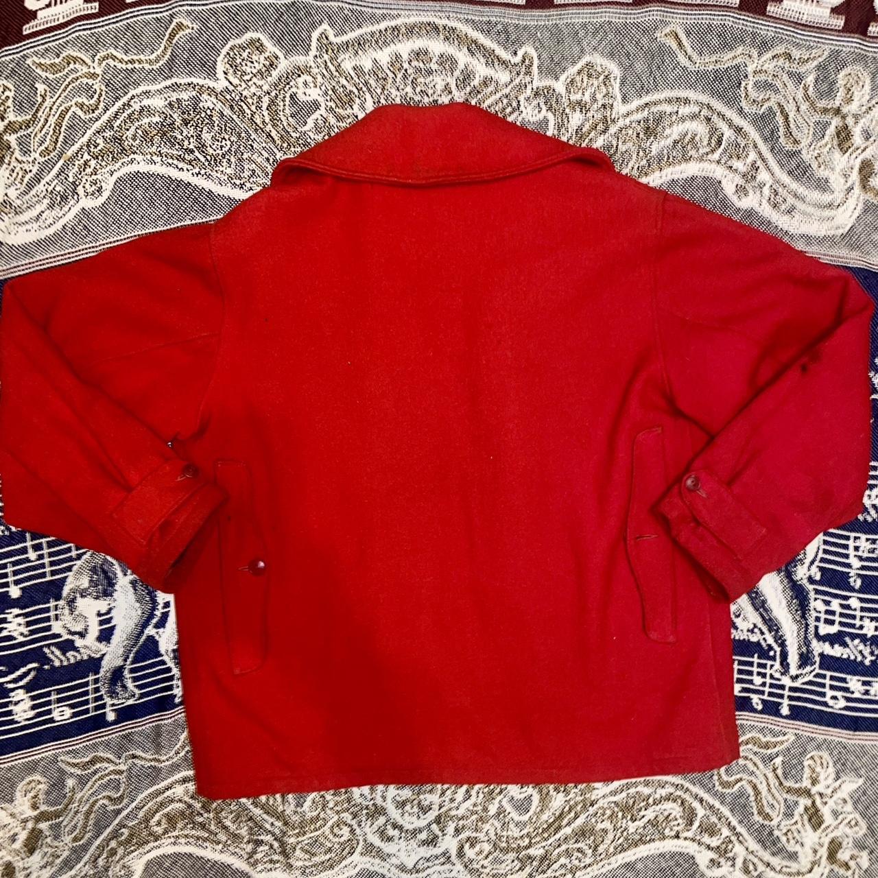 Vintage 1950s Woolrich Mens 46 Cruiser 502 Red Wool Mackinaw Heavy Hunting Jacket •