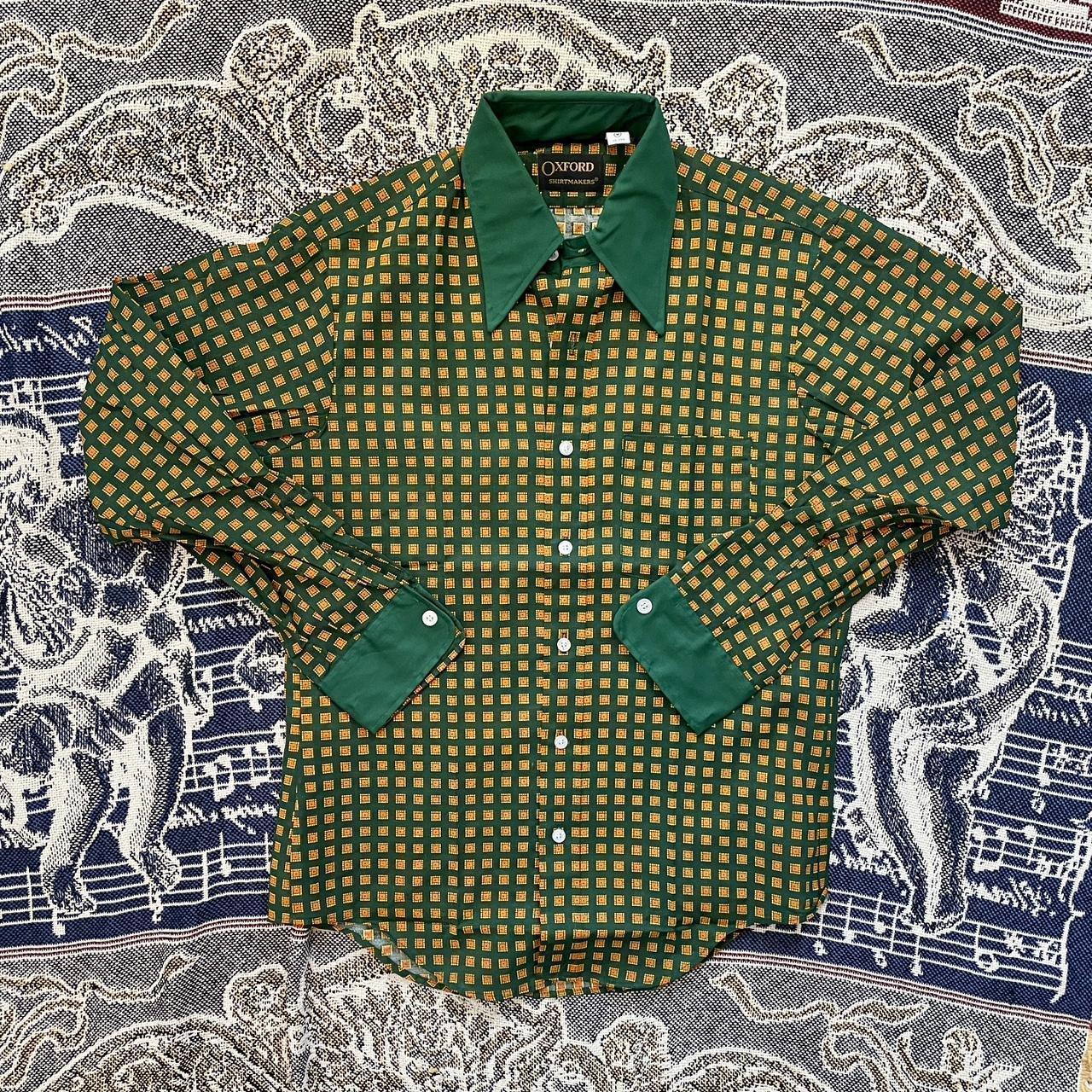 Vintage 1970s Oxford Shirt Makers Flared Butterfly Collar Button Up Cocktail Shirt