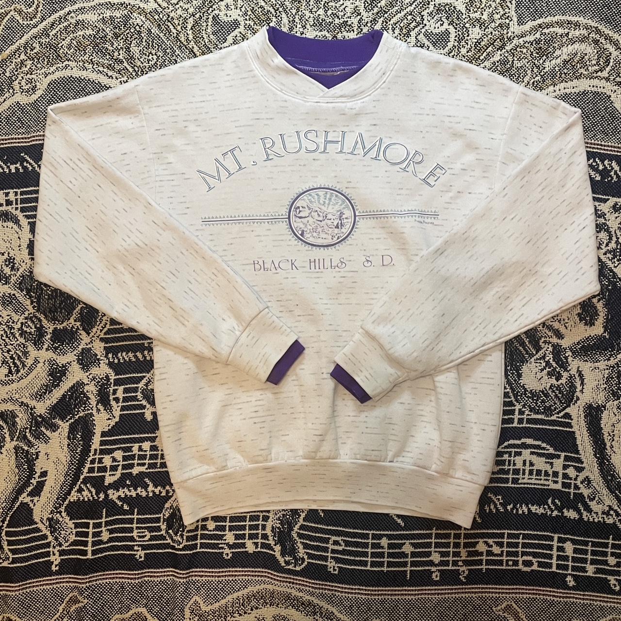 Vintage 1990’s Mount Rushmore Black Hills South Dakota Double Collared & Sleeved Crew Neck Sweater •