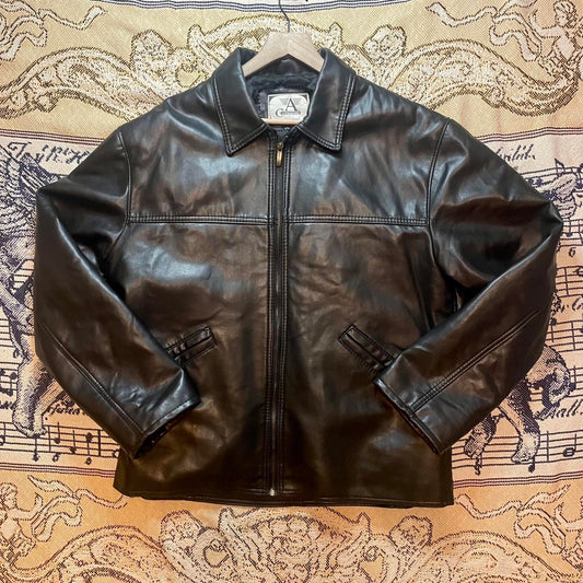 Vintage 1990s Armani Collezioni Vegan Faux Leather Jacket with Leather Trim Made in Italy •