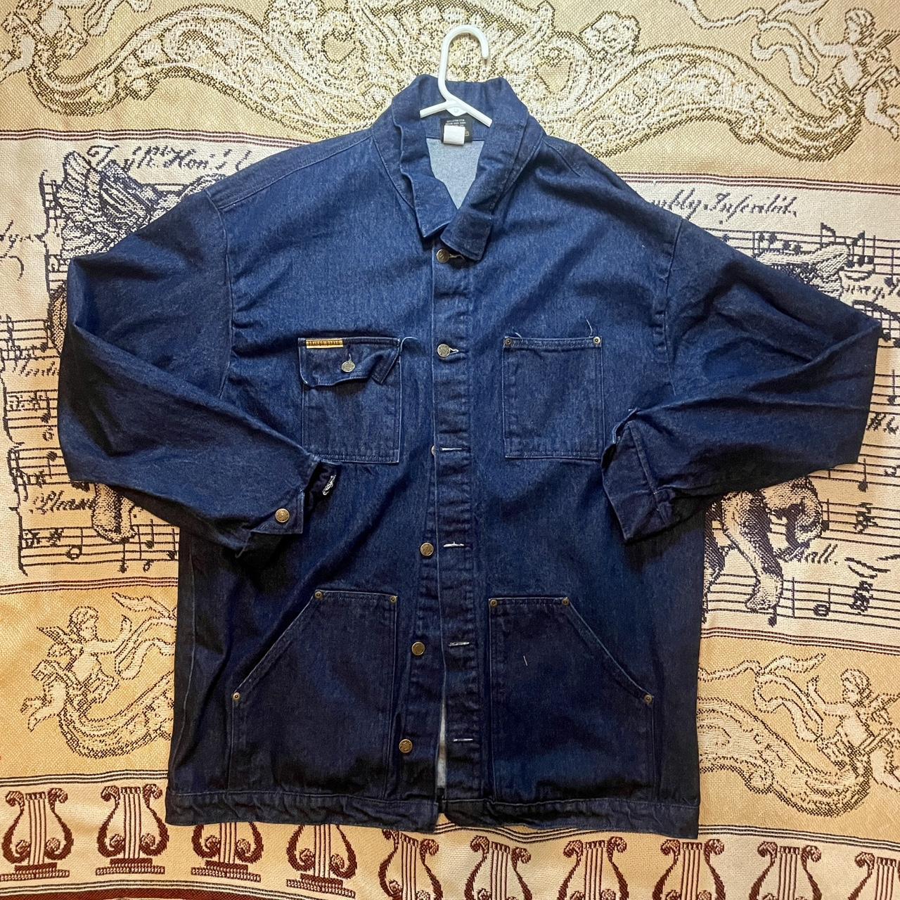 Vintage 1980s Prison Blues Denim Chore Coat Made by Inmates made in USA •