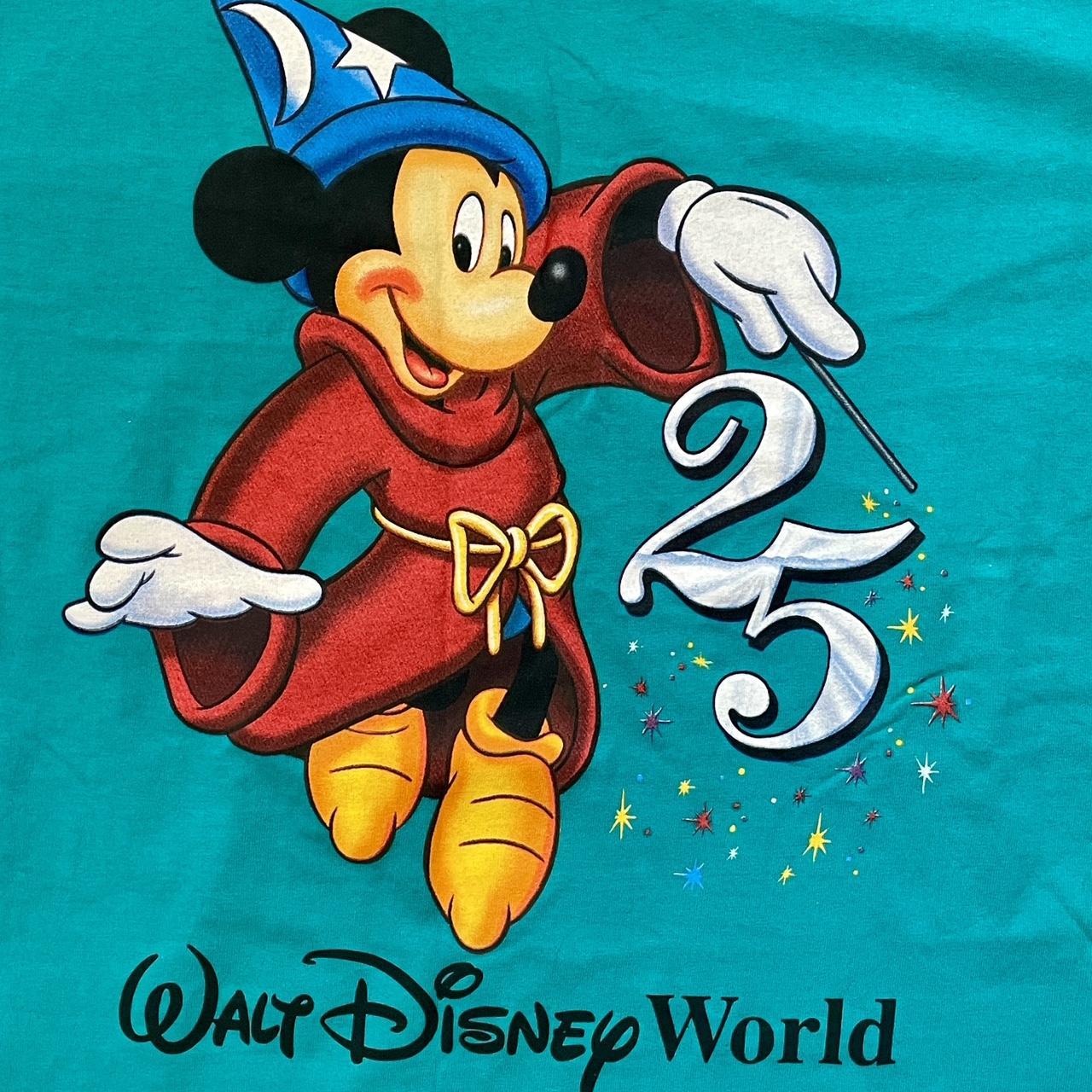 Vintage 1996 Disney World 25th Anniversary Wizard Mickey Single Stitch Tee-Shirt w/ Original Tag •