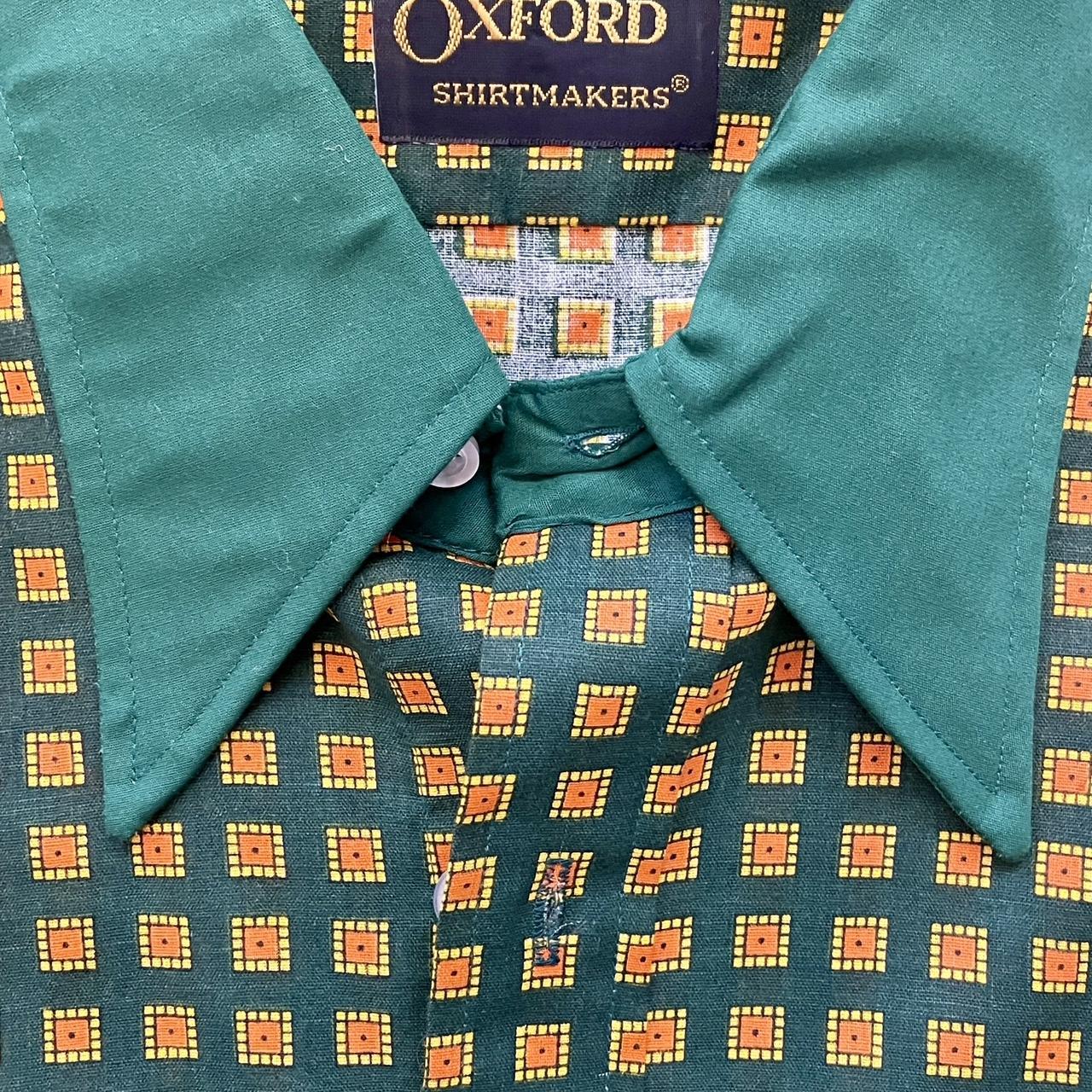 Vintage 1970s Oxford Shirt Makers Flared Butterfly Collar Button Up Cocktail Shirt