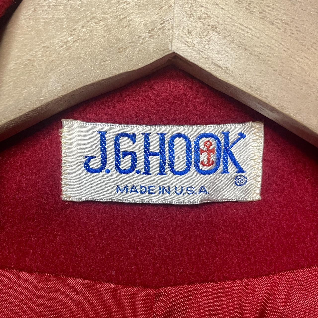 Vintage 1970s J.G.HOOK Double Breasted 100% Wool Trench Coat Made in USA ILGWU Union Made