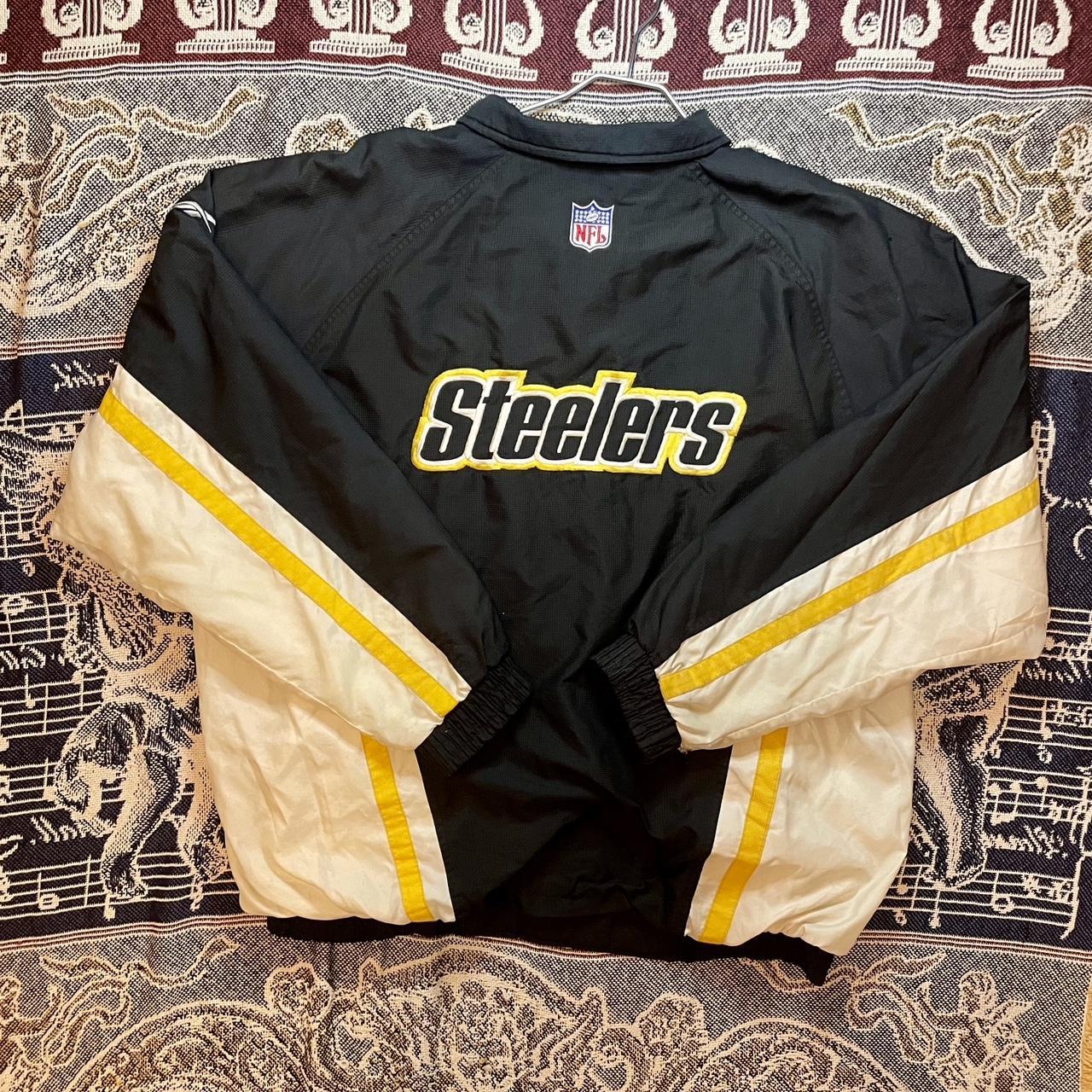 Vintage 1990s Pro Line NFL Steelers Reebok Jacket with Front, Back, & Arm Embroidery •