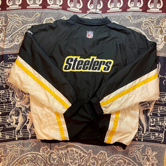 Vintage 1990s Pro Line NFL Steelers Reebok Jacket with Front, Back, & Arm Embroidery •