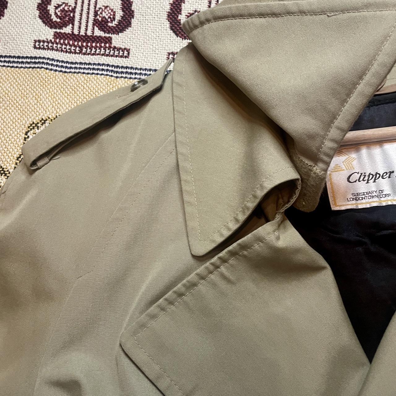 Vintage 1970s Clipper Mist Beige Double Breasted Trench Coat w/ Belt & Removable Blanket Liner •
