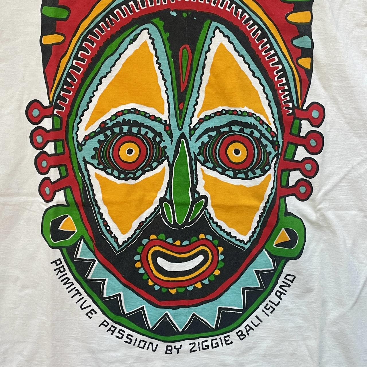 Vintage 1990’s ZIGGIE’S & his T’Shirts Tag Single Stitch Mask Tee Shirt •