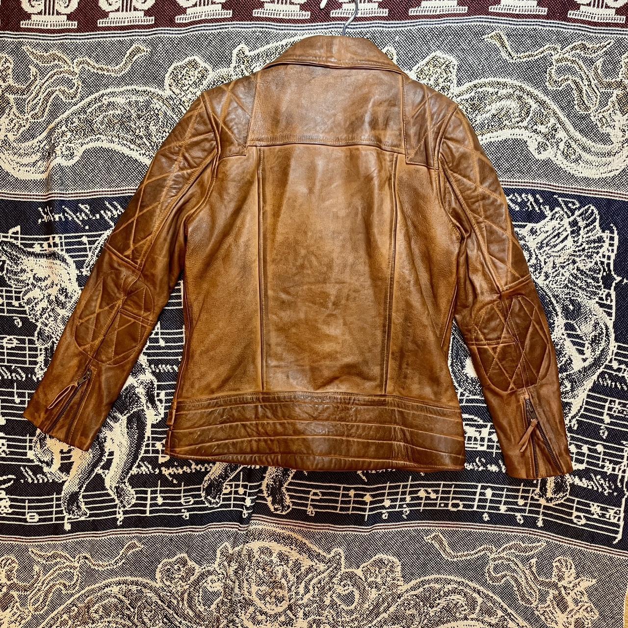 Vintage 1970s Handmade RL Real Leather Motorcycle Jacket w/ waffle stitching •
