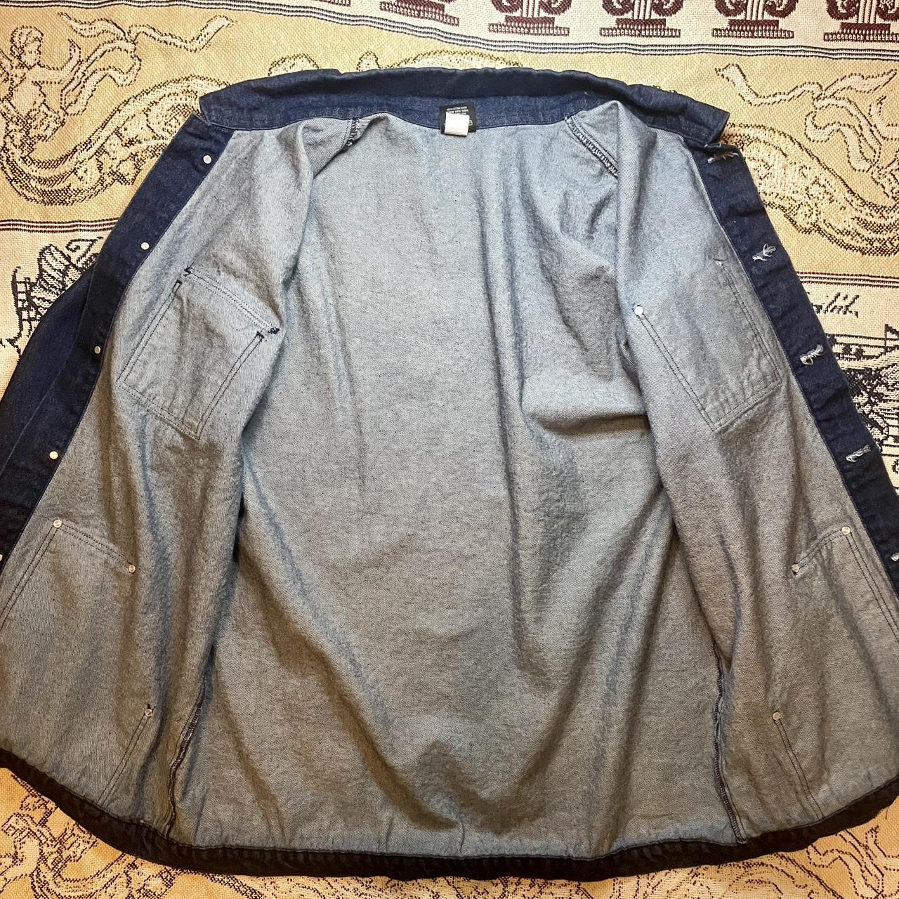 Vintage 1980s Prison Blues Denim Chore Coat Made by Inmates made in USA •