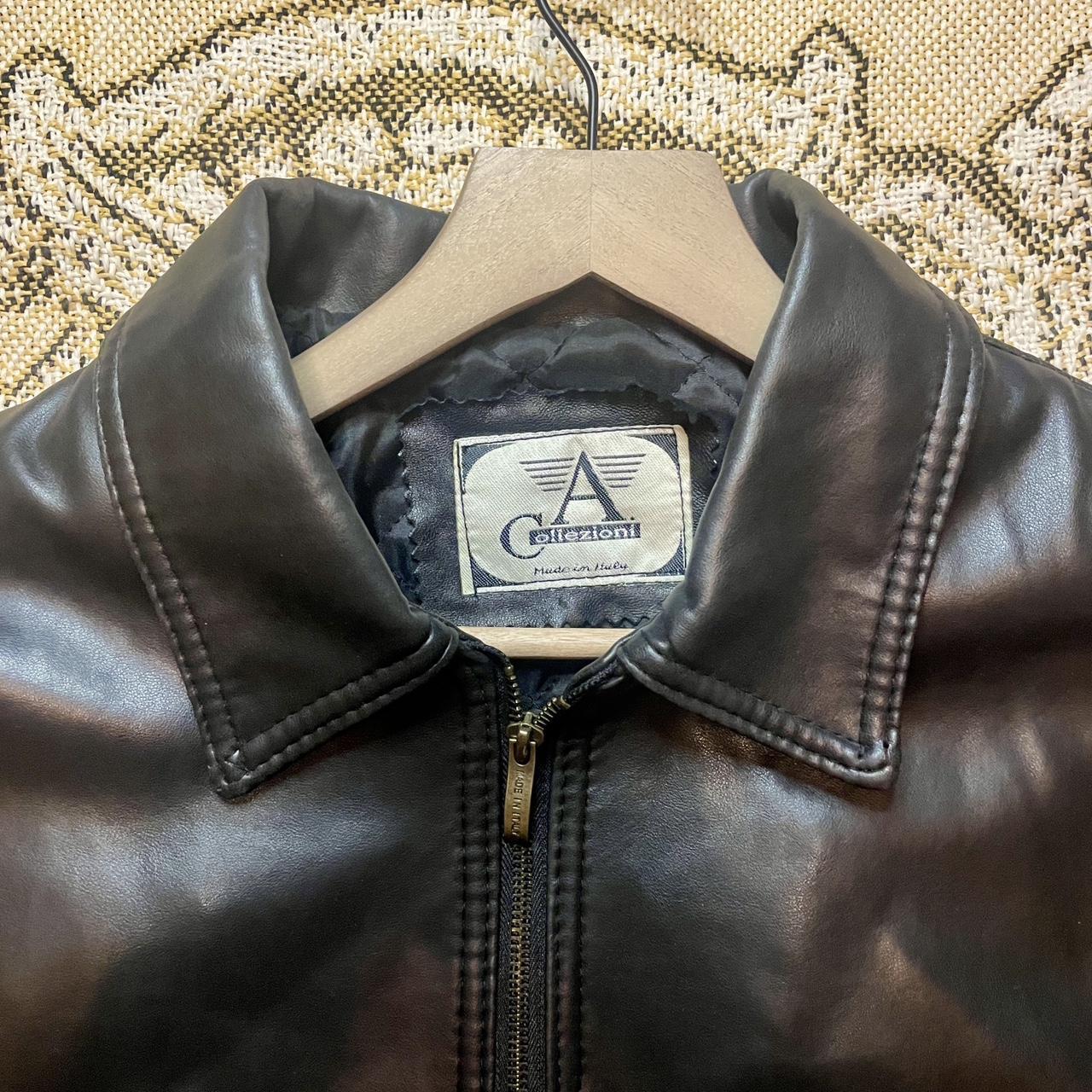 Vintage 1990s Armani Collezioni Vegan Faux Leather Jacket with Leather Trim Made in Italy •