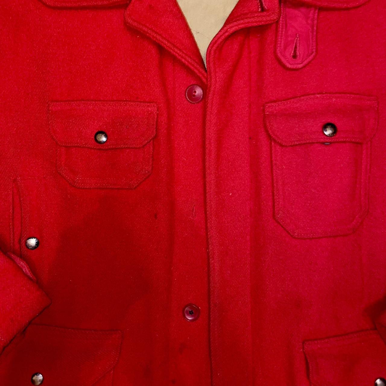 Vintage 1950s Woolrich Mens 46 Cruiser 502 Red Wool Mackinaw Heavy Hunting Jacket •