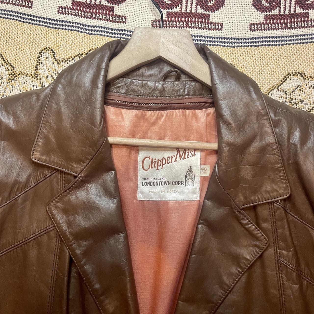 Vintage 1970s Clipper Mist Leather Trench Coat w/ Removable Liner Made in Korea •