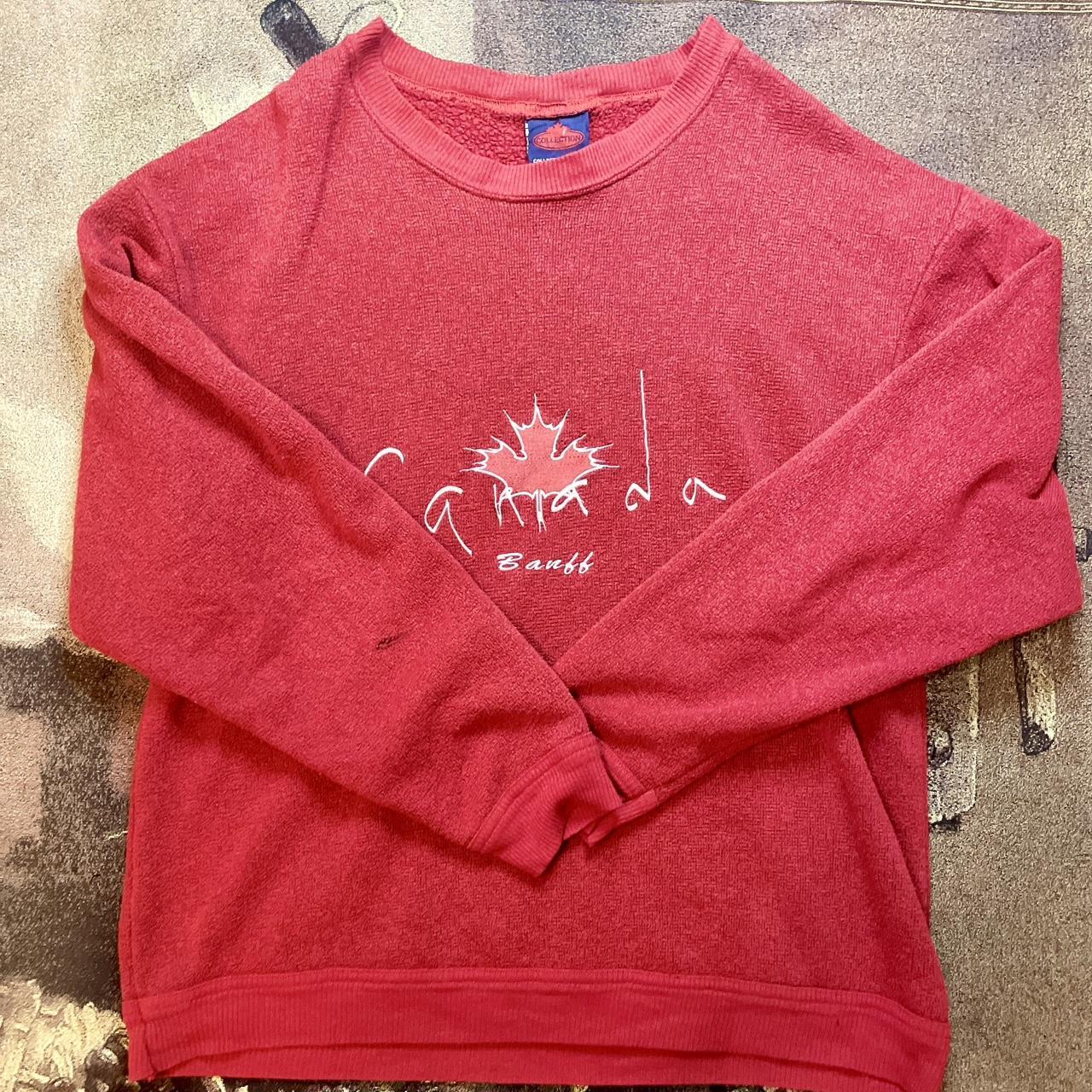 Vintage 90s Collection Unique “Canada Banff” Red Maple Leaf Crew Neck Sweatshirt •
