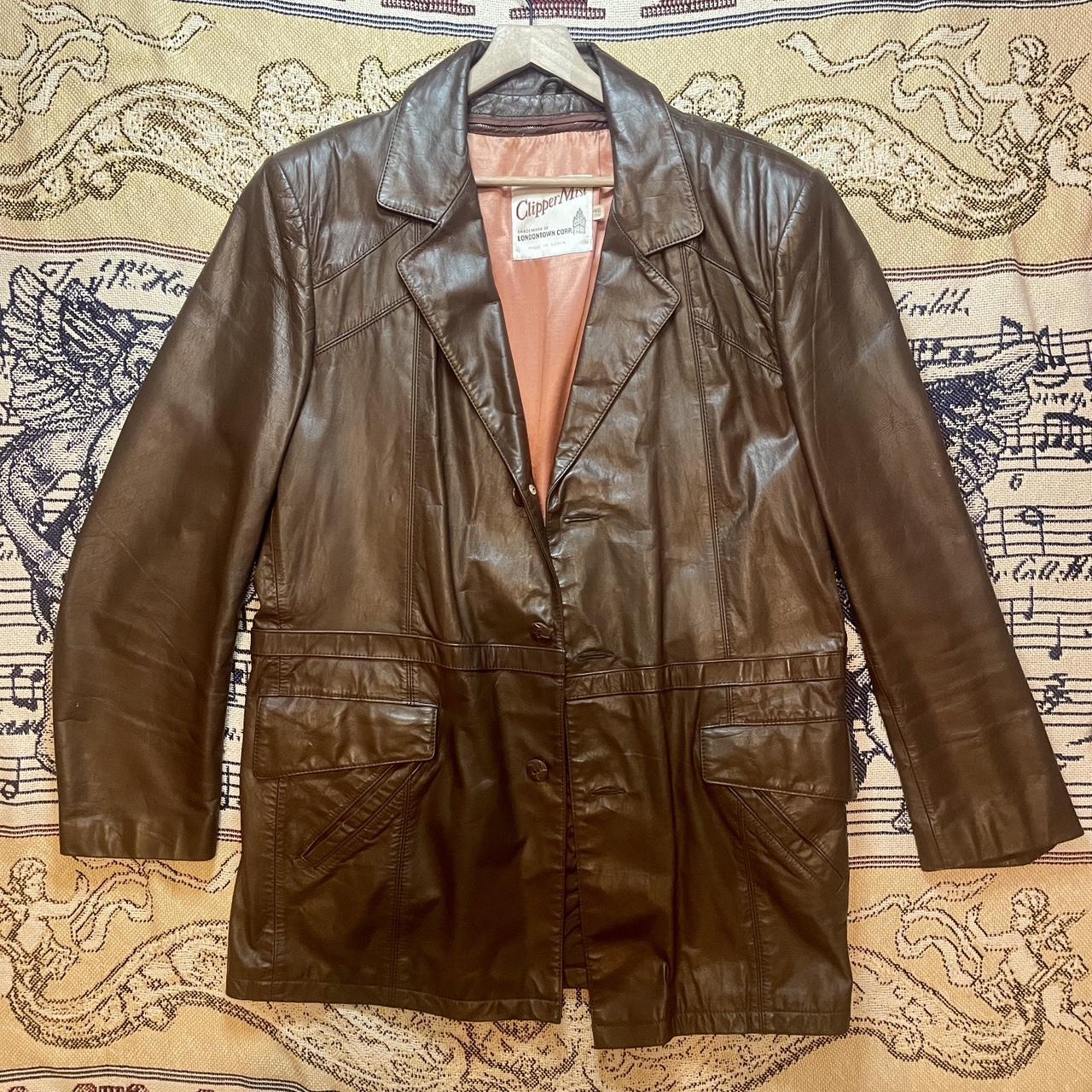 Vintage 1970s Clipper Mist Leather Trench Coat w/ Removable Liner Made in Korea •