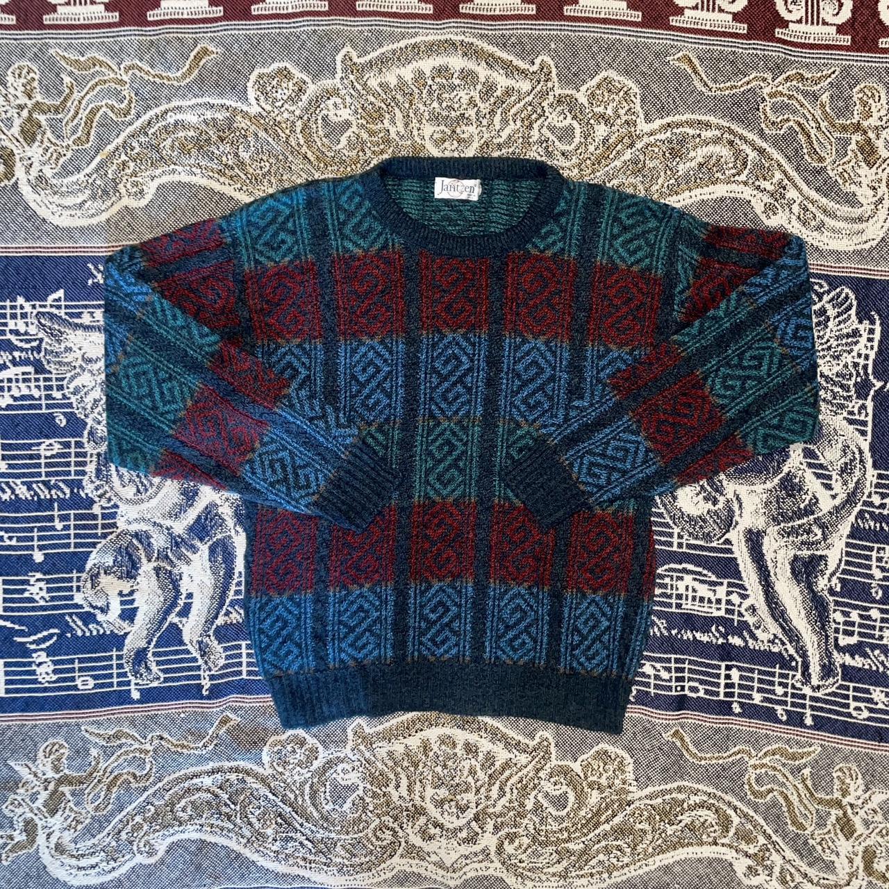 Vintage 1980s Jantzen Acrylic Ugly Christmas Sweater Made in USA •