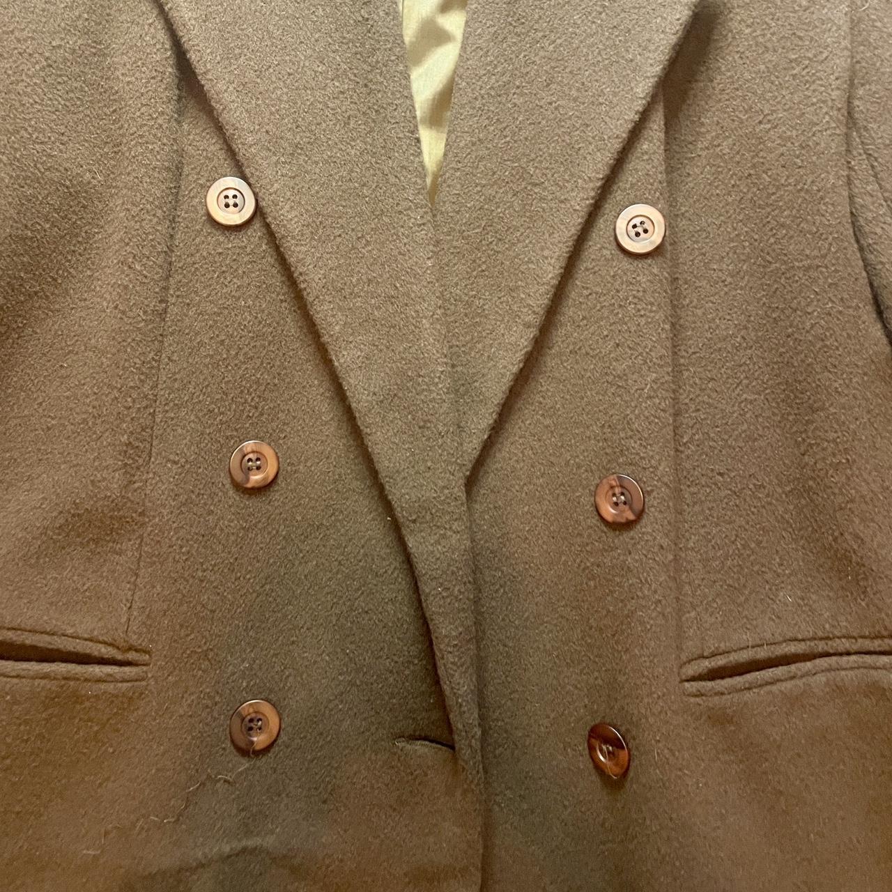 Vintage 1980s Herman Geist Brown Wool Six Button Suit Jacket Blazer •