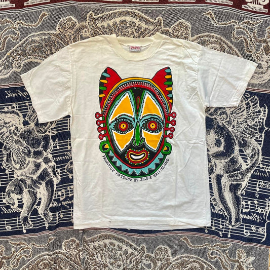 Vintage 1990’s ZIGGIE’S & his T’Shirts Tag Single Stitch Mask Tee Shirt •