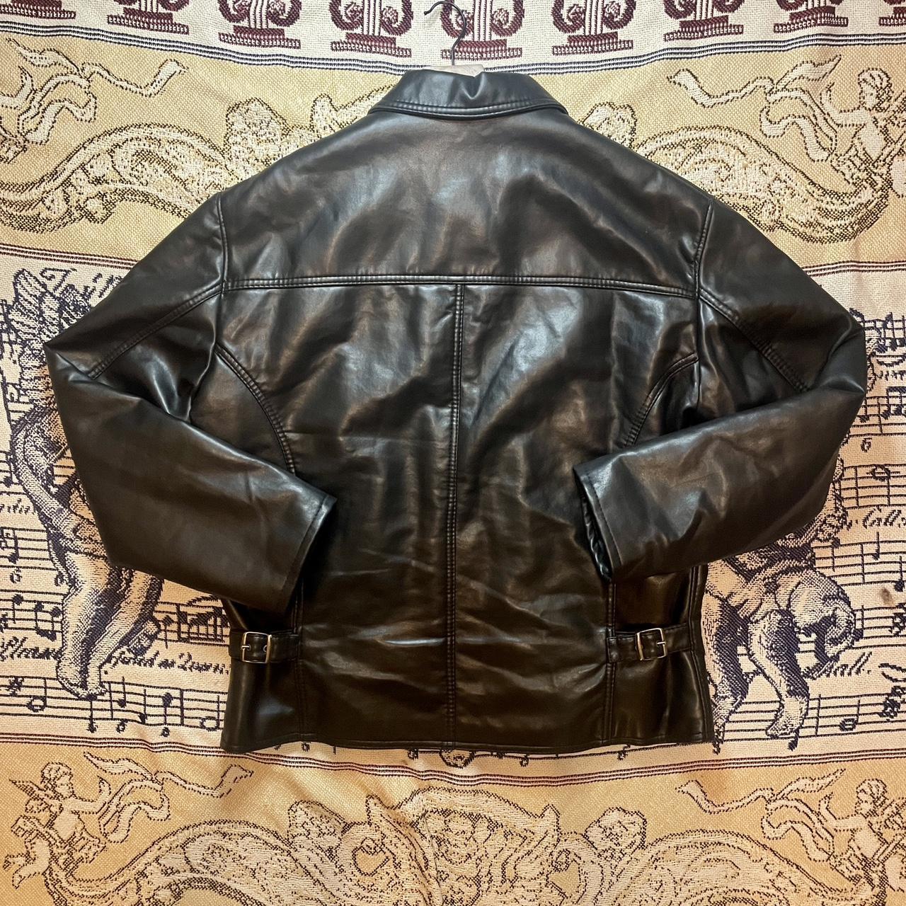 Vintage 1990s Armani Collezioni Vegan Faux Leather Jacket with Leather Trim Made in Italy •