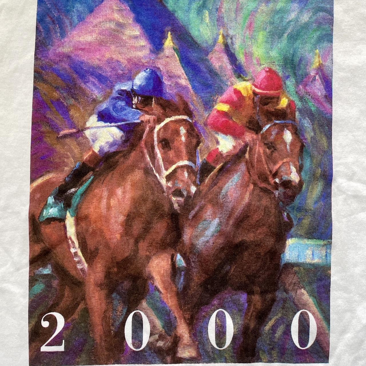 Vintage 2000 Saratoga Springs Horse Racecourse Tee Shirt on Gildan Heavycotton Tag •
