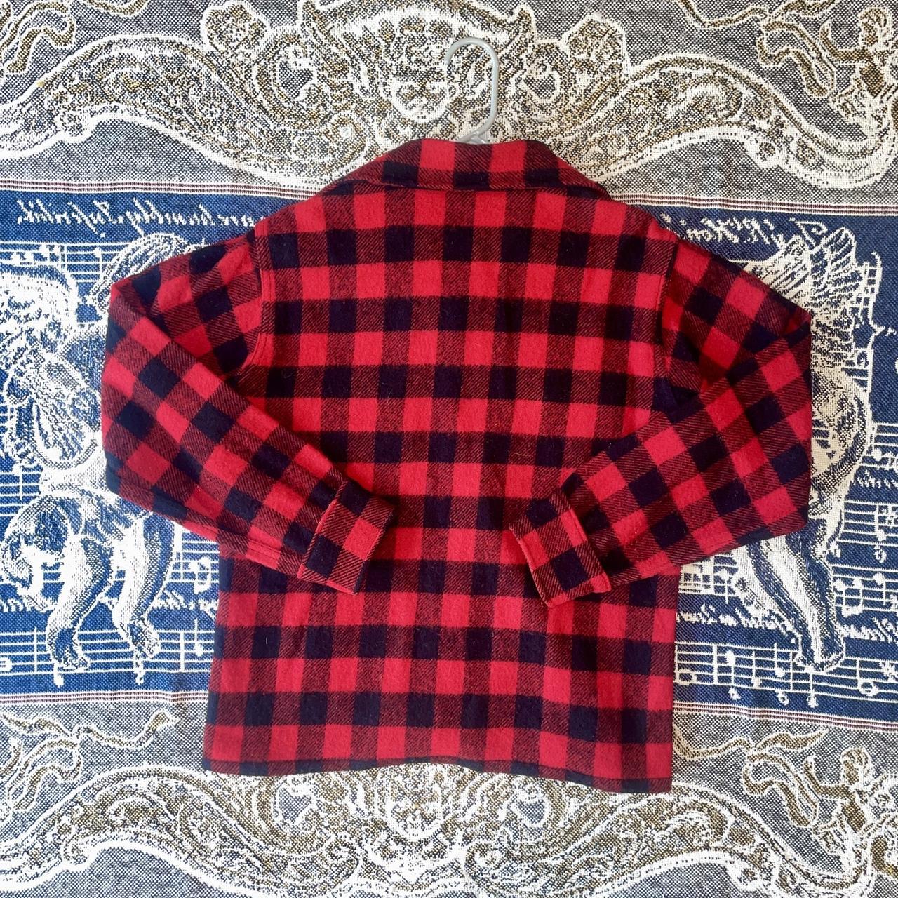 Vintage 1960s Woolrich Red Buffalo Check 100% wool Flannel Shirt fits medium •