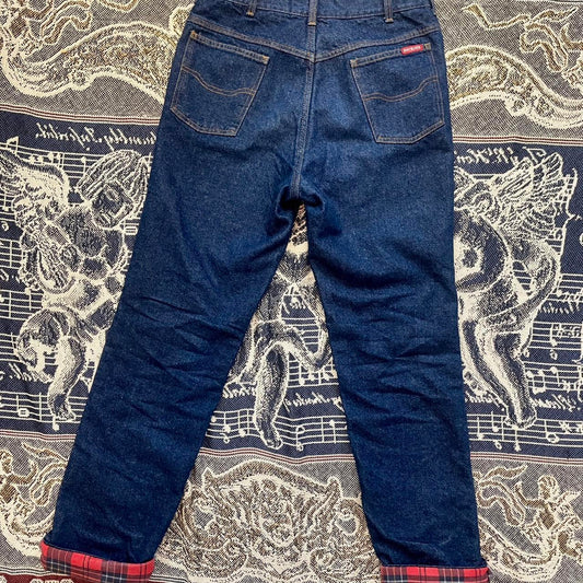 Vintage 1970s Dickies Flannel Lined Faded Denim Jeans w/ Talon 42 Zipper