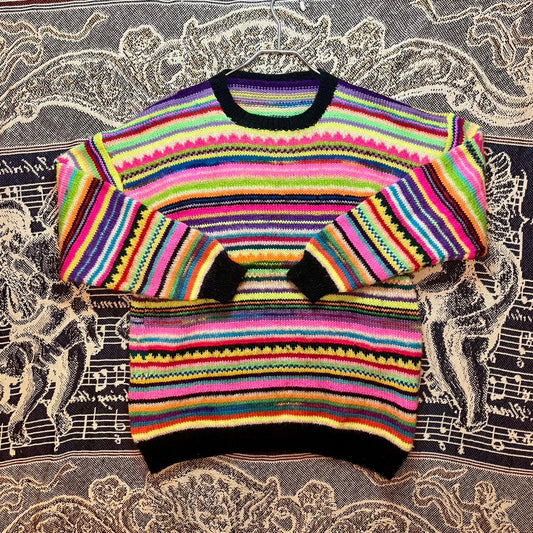 Vintage 1980’s Unique 1of 1 Pattern Handmade Acrylic Yarn Sweater