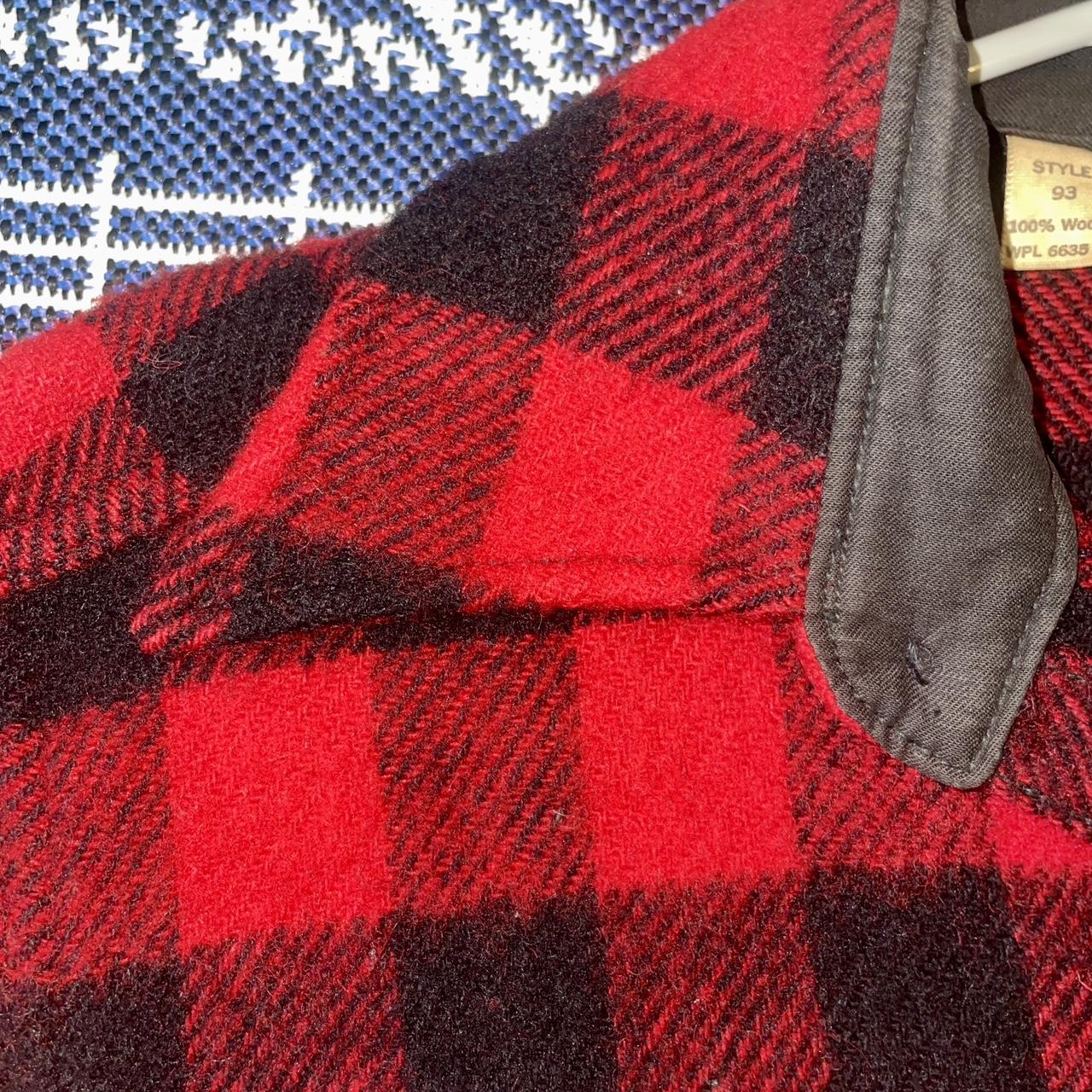 Vintage 1960s Woolrich Red Buffalo Check 100% wool Flannel Shirt fits medium •