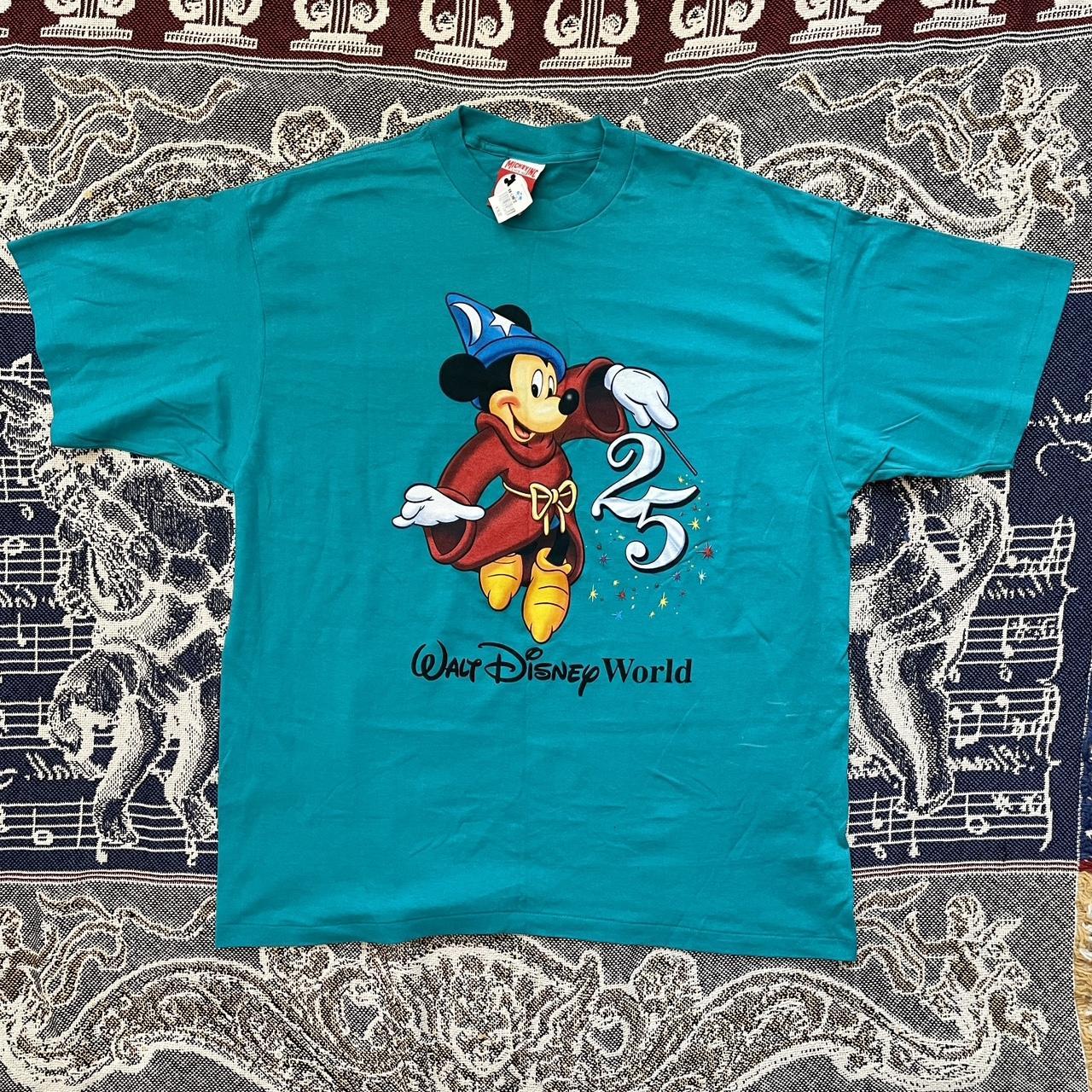 Vintage 1996 Disney World 25th Anniversary Wizard Mickey Single Stitch Tee-Shirt w/ Original Tag •