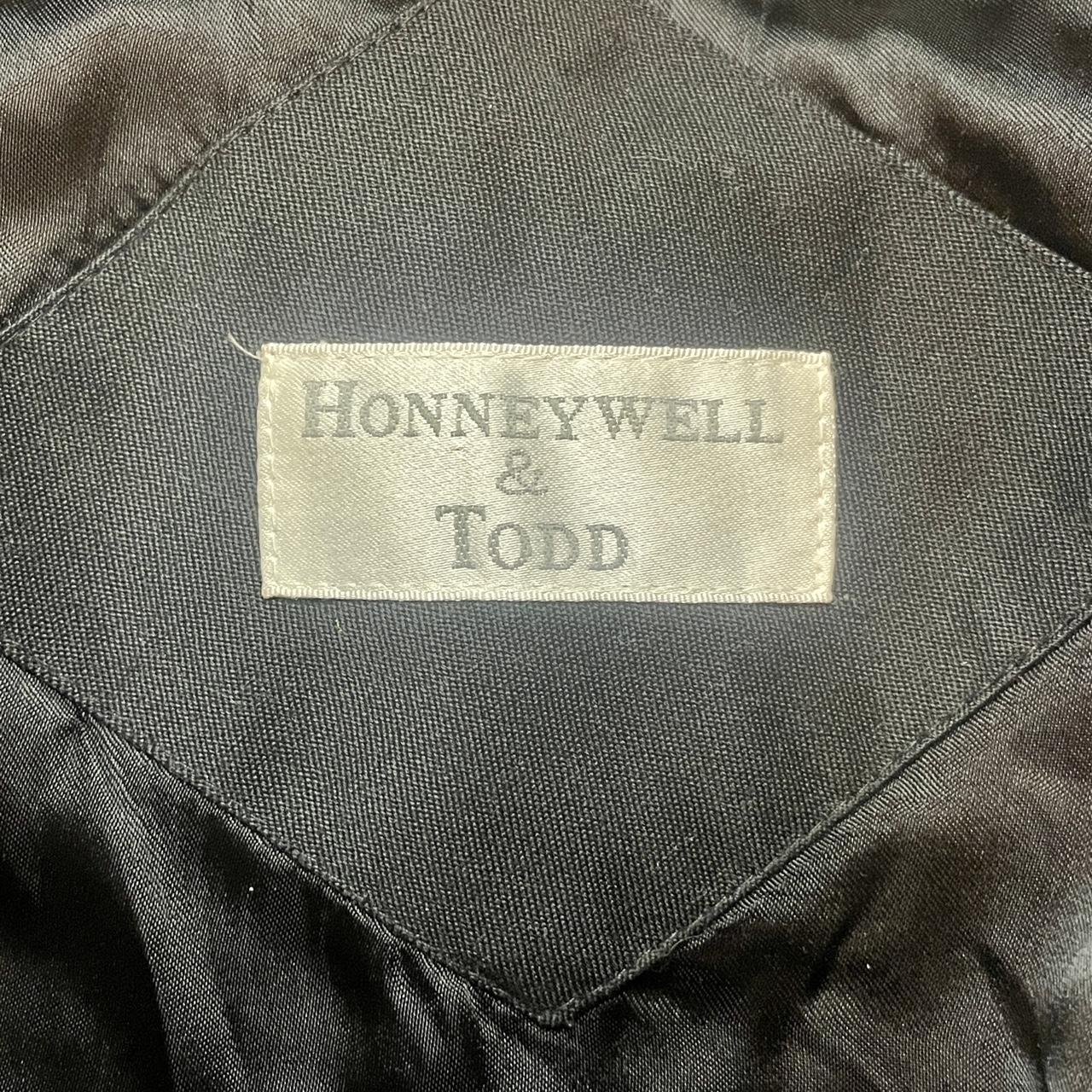 Vintage 1970s Honeywell & Todd Black Trench Coat w/ Belt & Buckles Made in Korea •