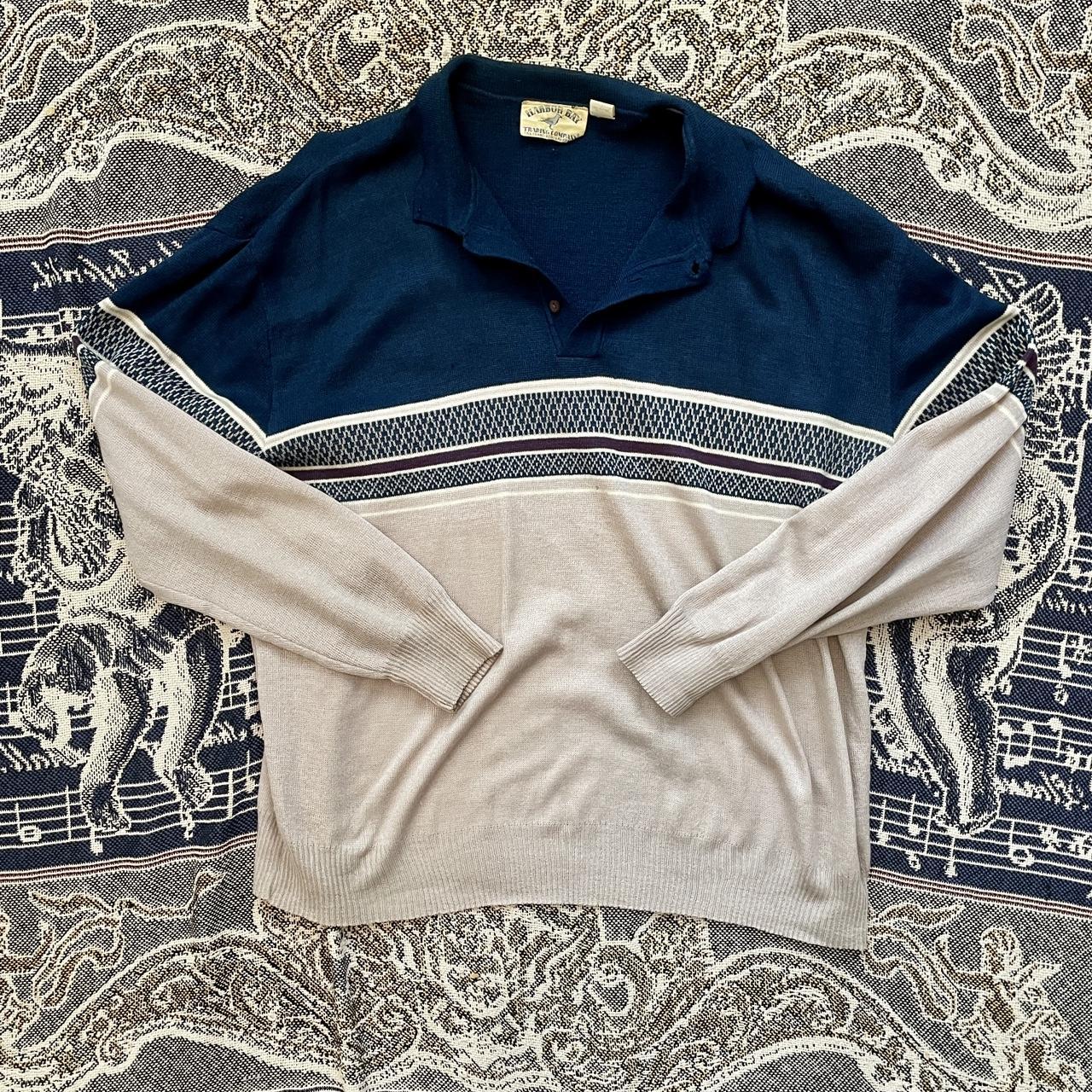 Vintage 1970s Harbor Bay Trading Company 3 Button Collared 100% Acrylic Sweater •