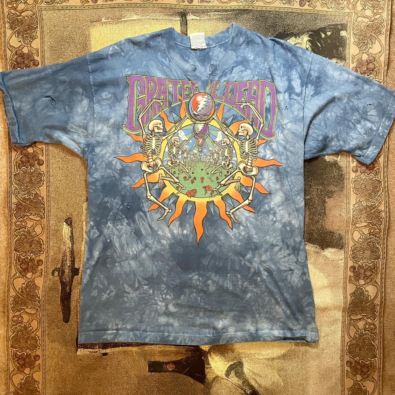 Vintage 1995 Grateful Dead Summer Tour on Liquid Blue Tie-Dye Made in USA Double Stitch •