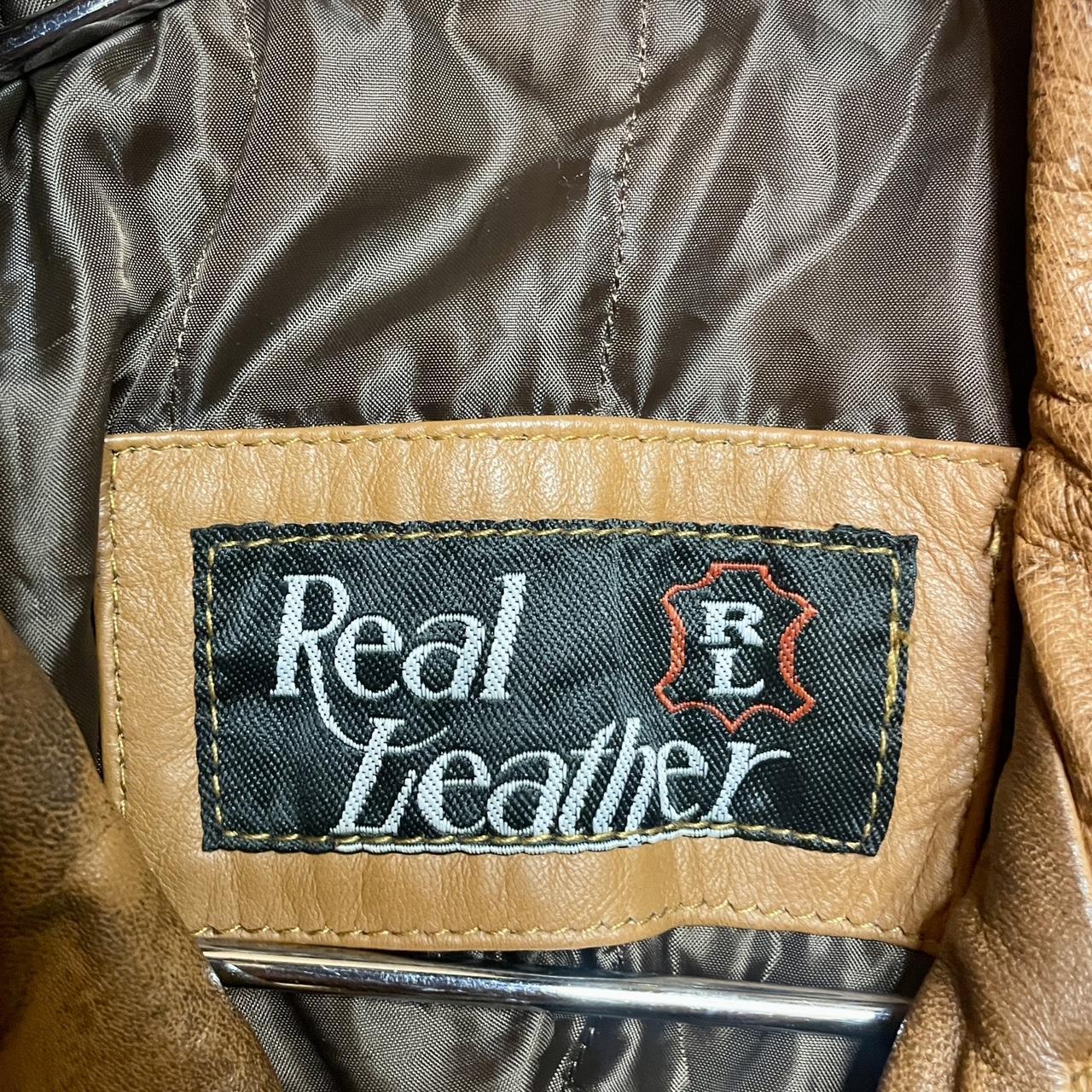 Vintage 1970s Handmade RL Real Leather Motorcycle Jacket w/ waffle stitching •