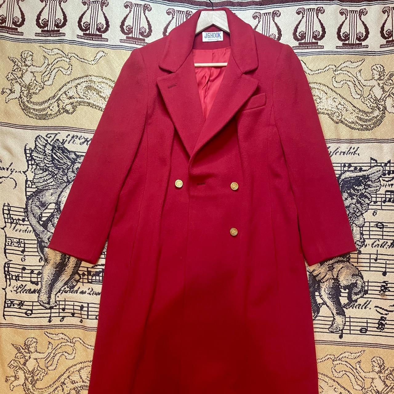 Vintage 1970s J.G.HOOK Double Breasted 100% Wool Trench Coat Made in USA ILGWU Union Made