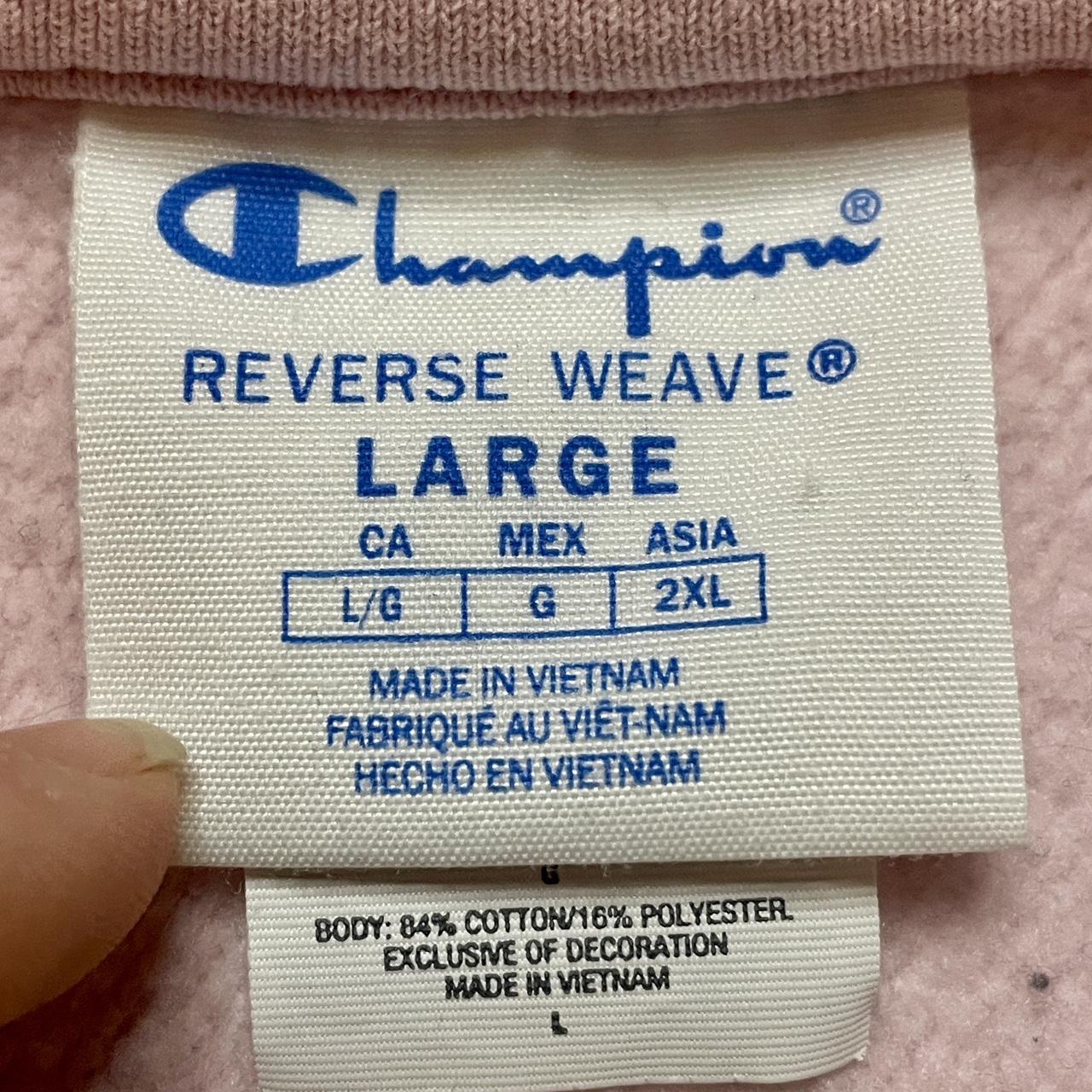 Y2K Champion Reverse Weave Pink Quarter Zip Sweater on Blue Tag •
