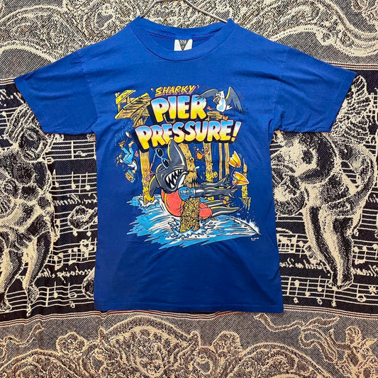Vintage 1990s “Sharky Pier Pressure” Graphic Tee Shirt on SSI Tag •