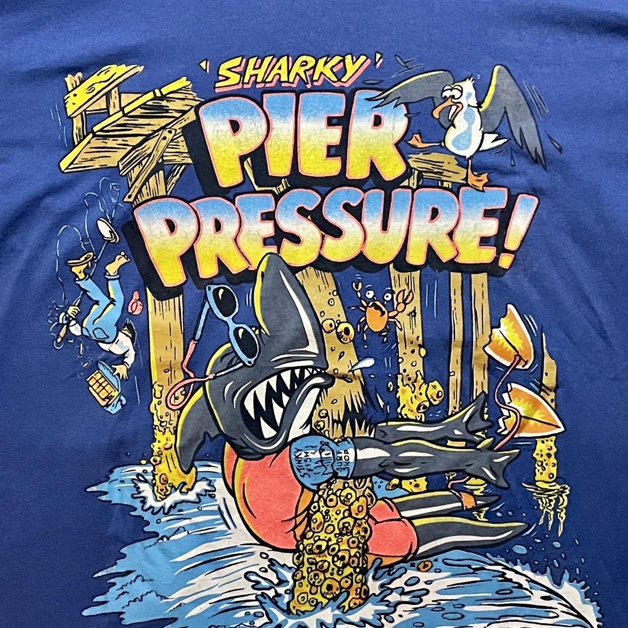 Vintage 1990s “Sharky Pier Pressure” Graphic Tee Shirt on SSI Tag •