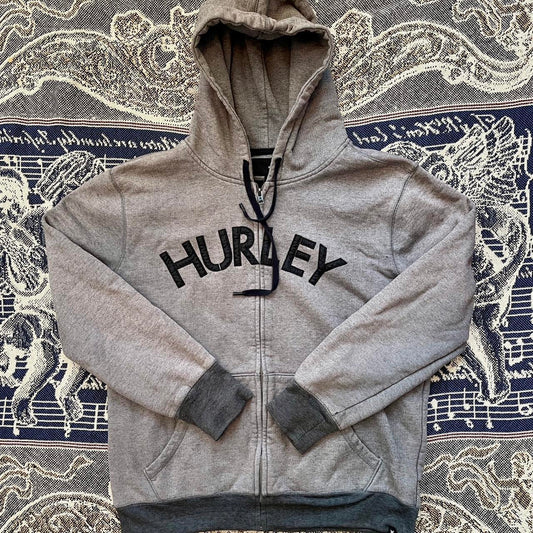 Y2K Hurley Center logo Heavyweight Zip-Up Sweatshirt •
